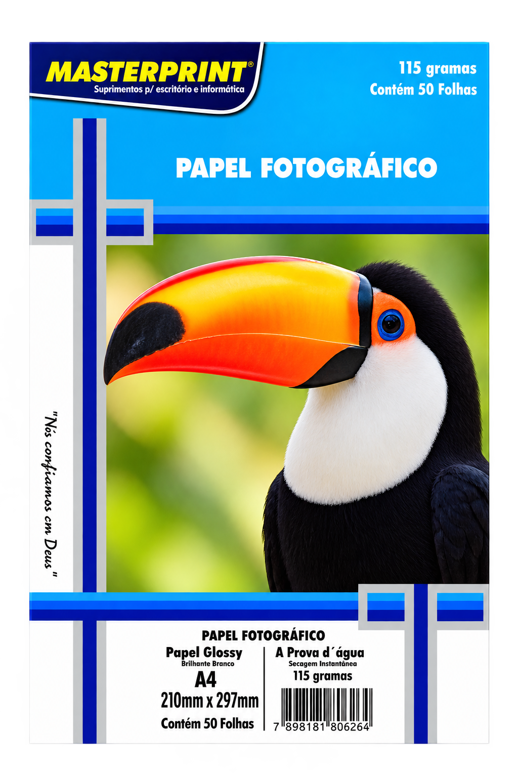 PAPEL FOTO GLOSSY 115G/M² A4 COM 50 FLS MASTERPRINT