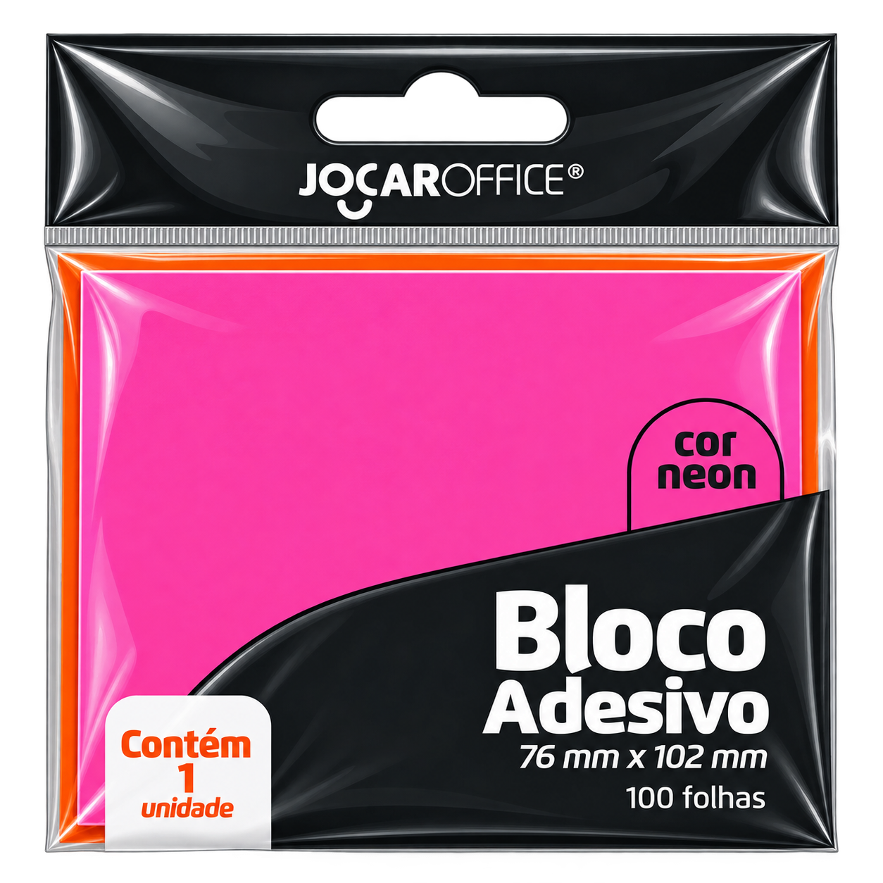 BLOCO ADESIVO 76MMX102MM C/100 FLS ROSA NEON JOCAR OFFICE