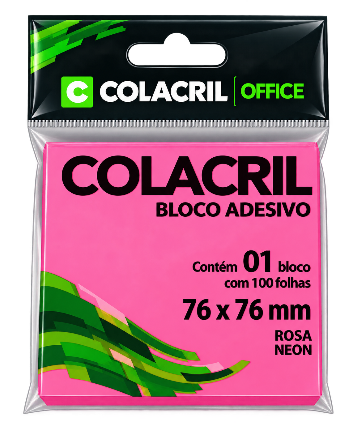 BLOCO ADESIVO 76MMx76MM C/100 FLS ROSA NEON COLACRIL