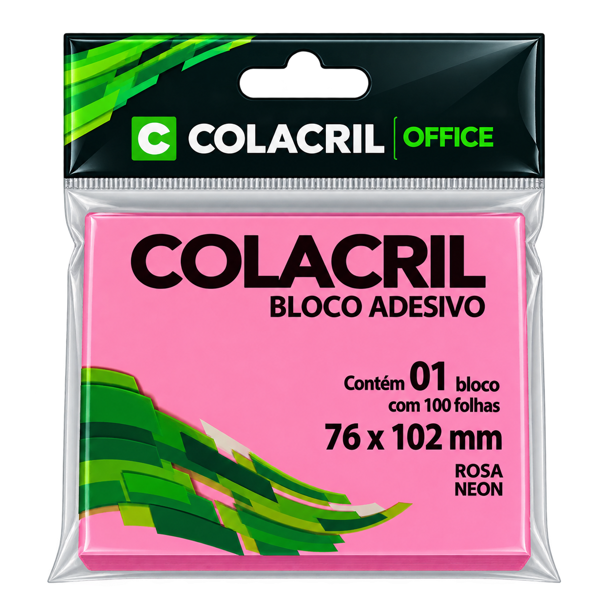 BLOCO ADESIVO 76MMX102MM C/100 FLS ROSA NEON COLACRIL
