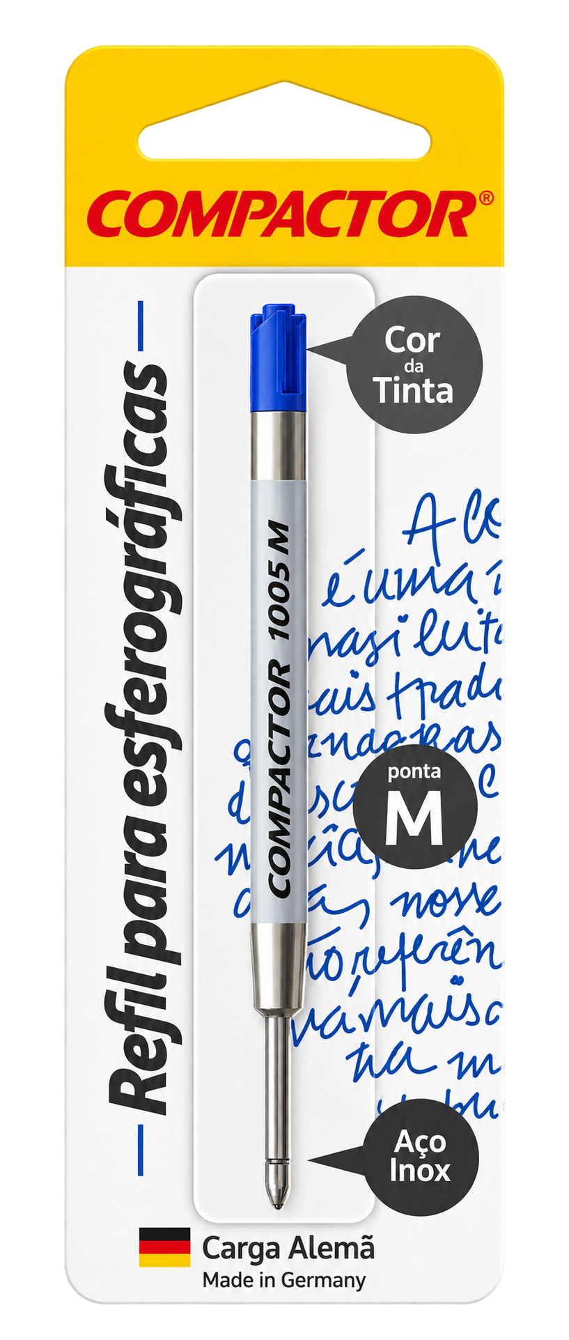 CARGA REFIL CANETA ESFEROGRAFICAS 1005M 1.0MM AZUL COMPACTOR