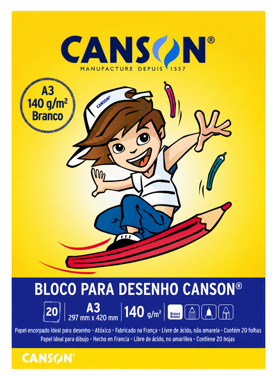 BLOCO TECNICO SEM MARGEM DESENHO A3 140G. COM 20 FLS BRANCO CANSON