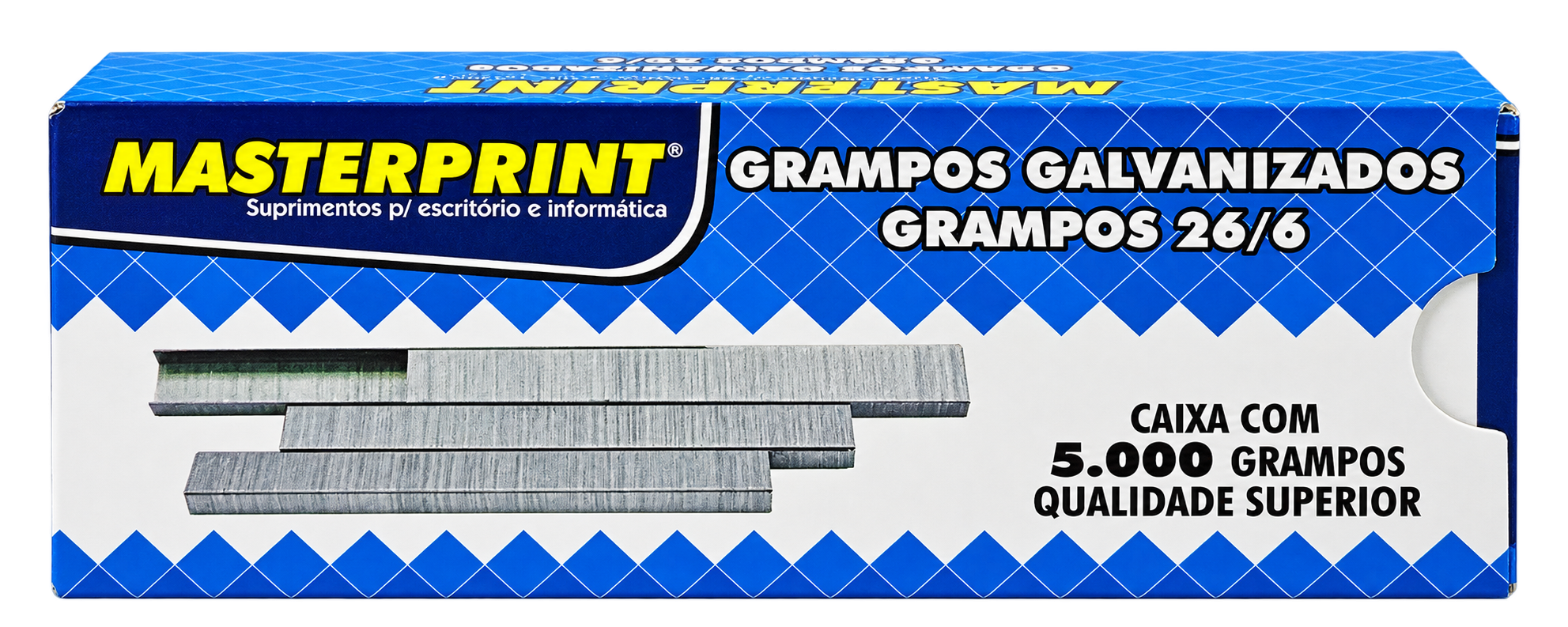 GRAMPO GRAMPEADOR GALVANIZADO 26/6 CAIXA COM 5.000 UN MASTERPRINT