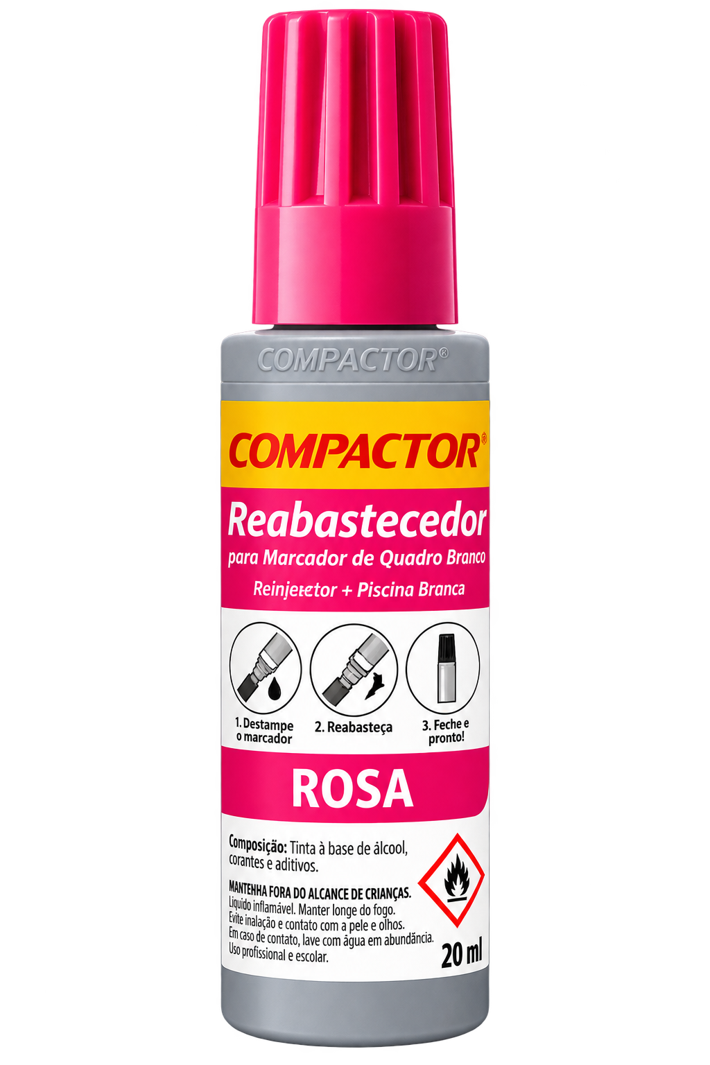 TINTA PARA MARCADOR QUADRO BRANCO ROSA COMPACTOR