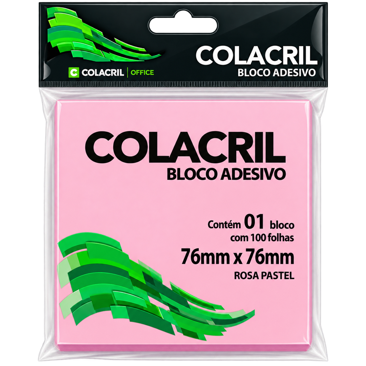BLOCO ADESIVO 76MMx76MM C/100 FLS ROSA PASTEL COLACRIL
