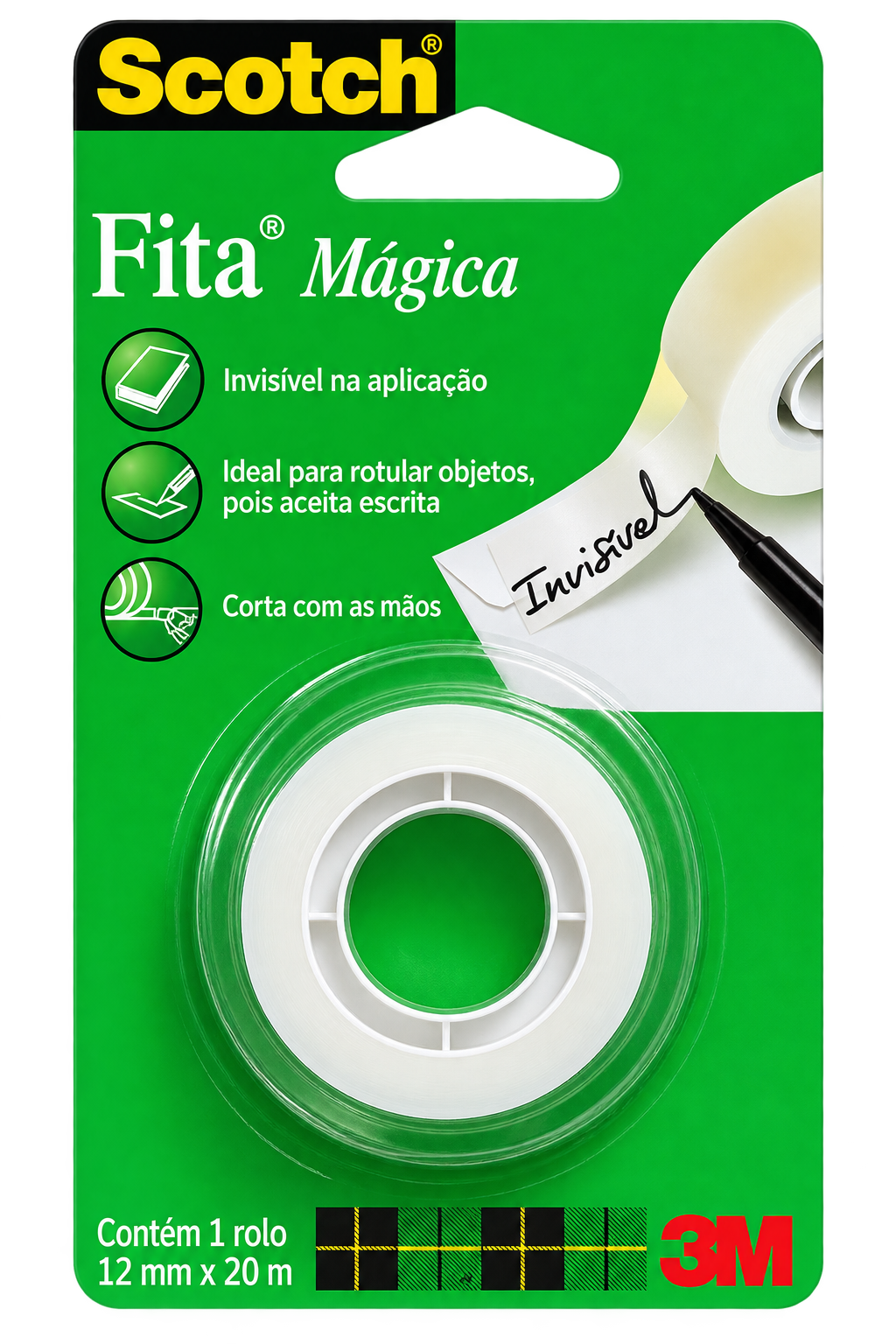 FITA INVISIVEL SCOTCH 810 CORTA FACIL 12MMX20M 3M
